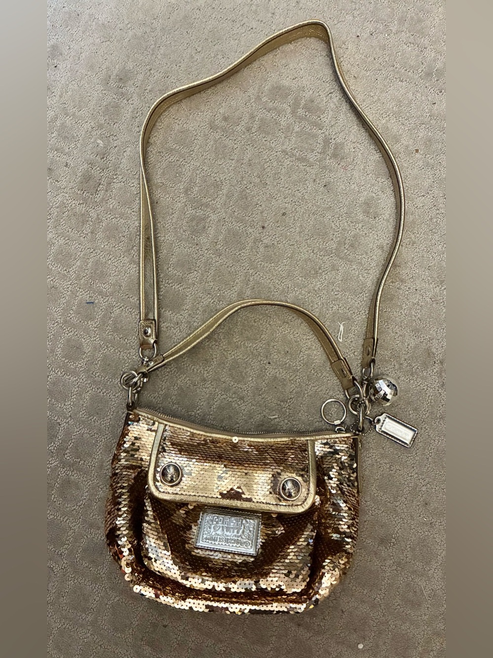 Vintage Coach y2k Disco Poppy Crossbody Bag with Charm Accent